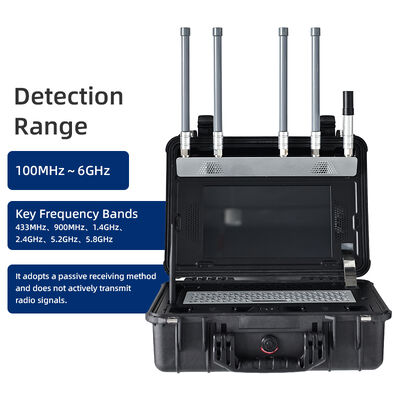 100MHz-6GHz Wideband Portable Spectrum Analyzer Drone Detector FPV & Digital UAV Detection con video in tempo reale Snapshot 5km RF Signal Finder per la sicurezza delle carceri e degli aeroporti