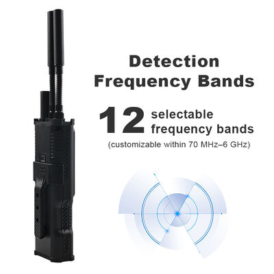 comprare Rilevatore di droni portatile con spettro completo 70MHz–6GHz, raggio di rilevamento 1.5–2 km e 12 bande preimpostate per droni industriali e FPV fabbricazione online