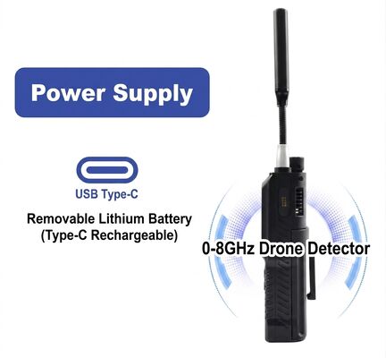 comprare Rilevatore di segnale professionale per droni 0-8GHz per trasmissione analogica OFDM HD FPV e FM con allarme sonoro a vibrazione e registrazione dati integrata per la sicurezza aeroportuale fabbricazione online